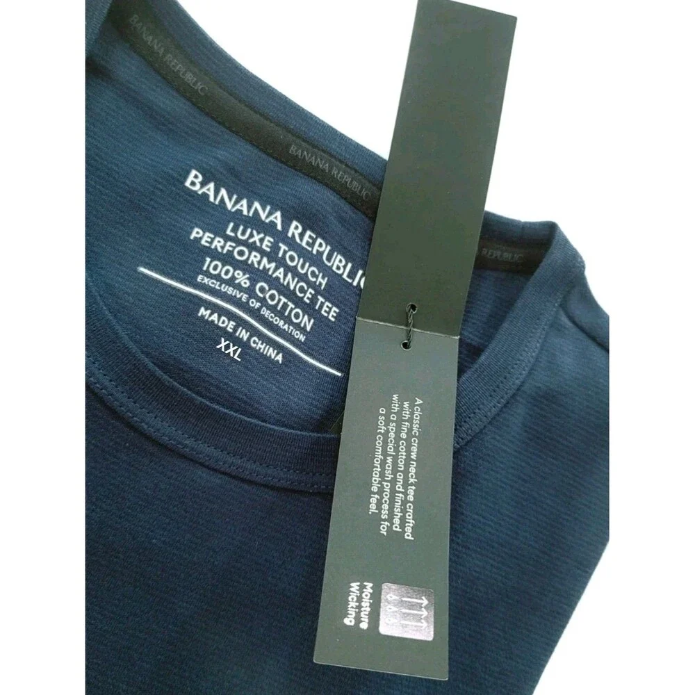 Banana Republic Men's XXL Luxe Touch Performance Tee 100% Cotton Blue Knit NWT